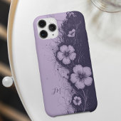 Coque iPhone 16 Double Lavande violette Fleurs Monogramme Nom pers