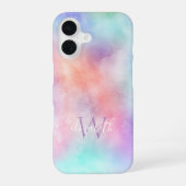 Coque iPhone 16 Double Monogramme Nom Initiale Aquarelle Pastel (Verso)