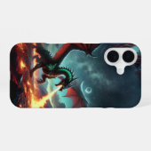 Coque iPhone 16 Dragon avec motif de feu (Verso Horizontal)