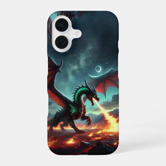 Coque iPhone 16 Dragon avec motif de feu (Verso)