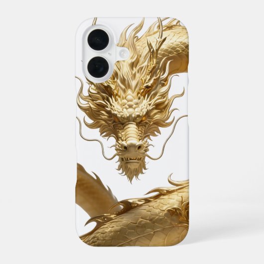 Coque iPhone 16 Dragon Chinois Doré Art | Fantastique Créature Myt (Verso)