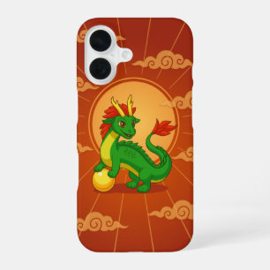 Coque iPhone 16 Dragon Chinois Rouge sur Fond Rouge