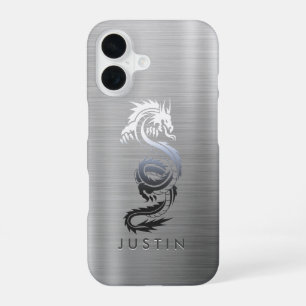Coque iPhone 16 Dragon Métallique Brossé