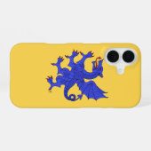 Coque iPhone 16 Dragon rampant azur (Verso Horizontal)