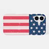 Coque iPhone 16 Drapeau Américain Classique Grunge (Verso Horizontal)