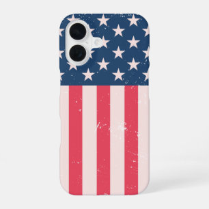 Coque iPhone 16 Drapeau Américain Classique Grunge