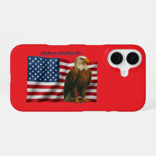 Coque iPhone 16 Drapeau américain de 250 ans avec un URM à tête d'
