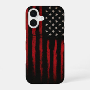 Coque iPhone 16 Drapeau américain rouge et noir