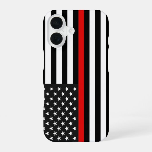 Coque iPhone 16 Drapeau américain Thin Red Line (Verso)
