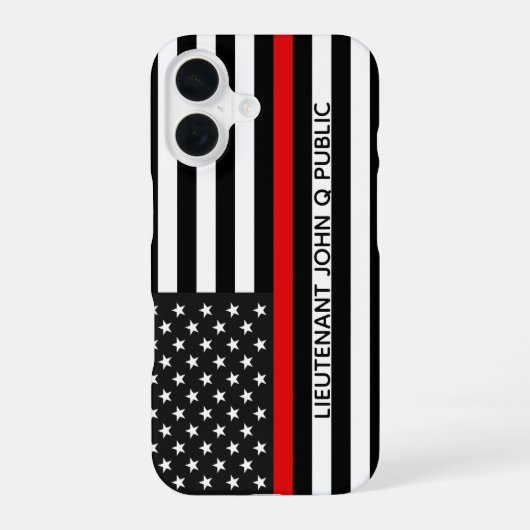 Coque iPhone 16 Drapeau américain Thin Red Line (Verso)