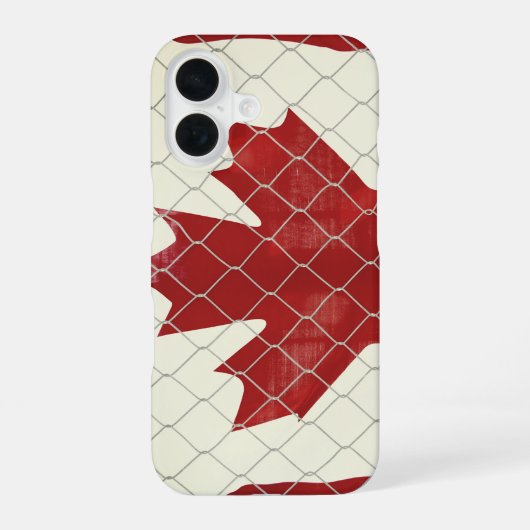 Coque iPhone 16 Drapeau canadien. Clôture à maillons. Rustique. Co (Verso)
