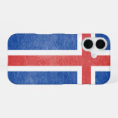 Coque iPhone 16 Drapeau de l'Islande Grunge (Verso Horizontal)