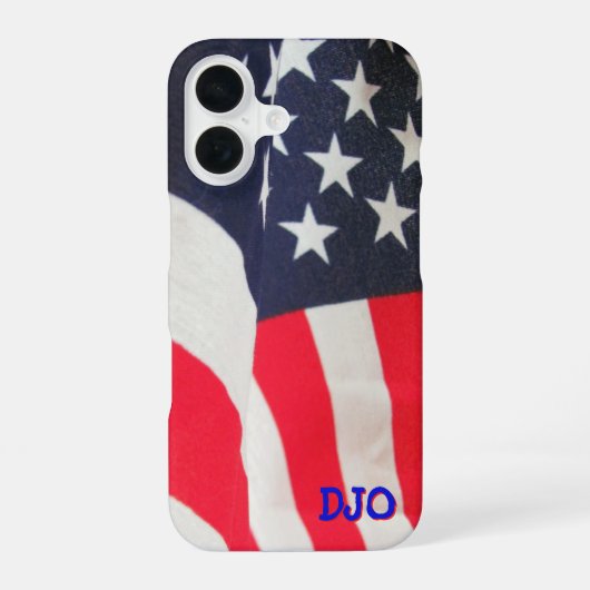 Coque iPhone 16 Drapeau des États-Unis et vos initiales (Verso)
