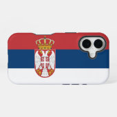 Coque iPhone 16 Drapeau d'État serbe (Verso Horizontal)