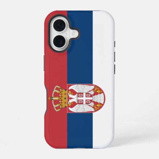 Coque iPhone 16 Drapeau d'État serbe (Verso)
