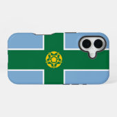 Coque iPhone 16 Drapeau du Derbyshire (Verso Horizontal)