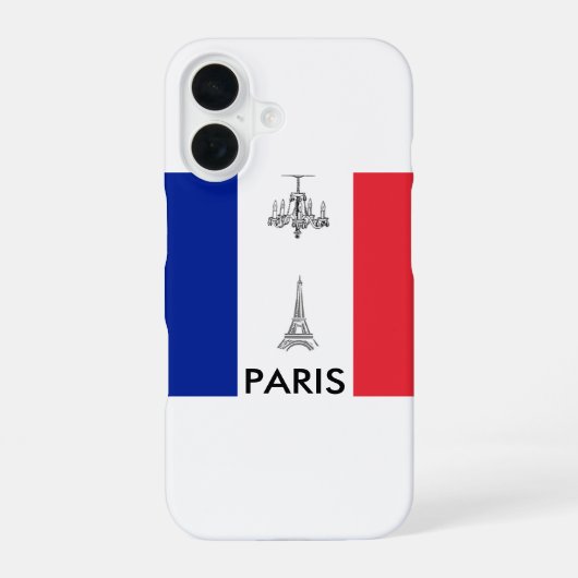 Coque iPhone 16 Drapeau français à thème Paris (Verso)