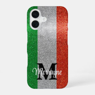 Coque iPhone 16 Drapeau italien paillettes Rome Venise Italie Voya