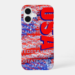 Coque iPhone 16 Drapeau patriotique du pays USA