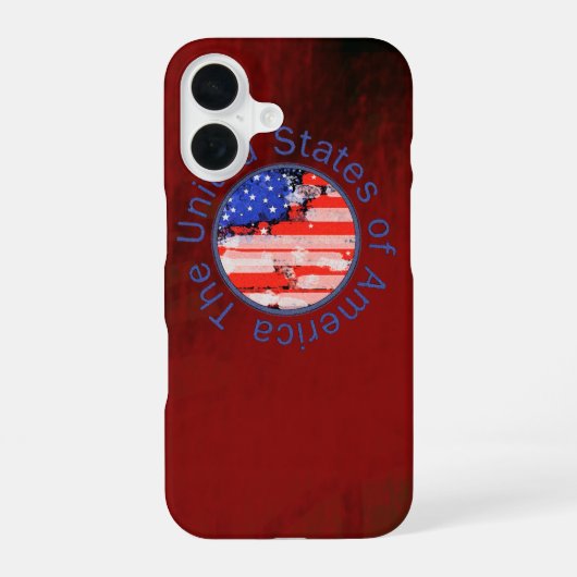 Coque iPhone 16 Drapeau USA ~ fond rouge (Verso)