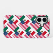 Coque iPhone 16 Drapeaux mexicains et américains Conception d'un b (Verso Horizontal)