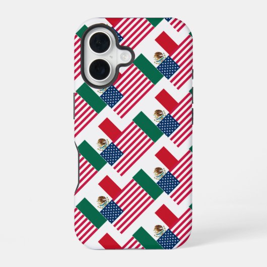 Coque iPhone 16 Drapeaux mexicains et américains Conception d'un b (Verso)