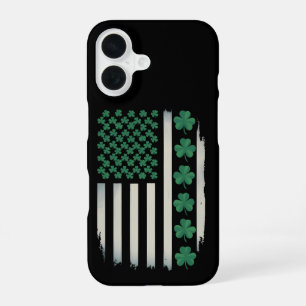 Coque iPhone 16 Draps d'Irlande avec Drapeau Américain Fête de la