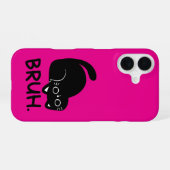 Coque iPhone 16 Drôle de chat “Bruh” Mignon esthétique rose Chat n (Verso Horizontal)