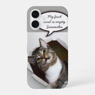 Coque iPhone 16 Drôle Interrupteur Chat Message personnalisé