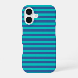 Coque iPhone 16 Dusk Blue and Dark Turquoise Stripes