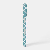 Coque iPhone 16 Dusty Aqua Bamboo Lattice Motif Monogramme (Côté droit)