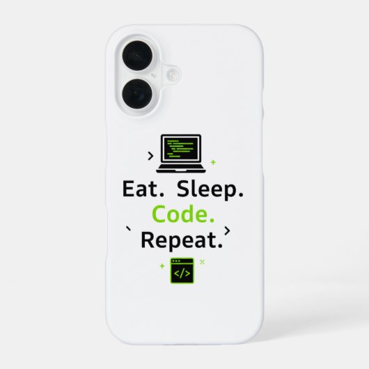 Coque iPhone 16 Eat Sleep Code Repeat iPhone Case (Verso)