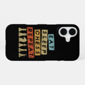 Coque iPhone 16 Échecs - Manger Dormir Échecs Répéter (Verso Horizontal)
