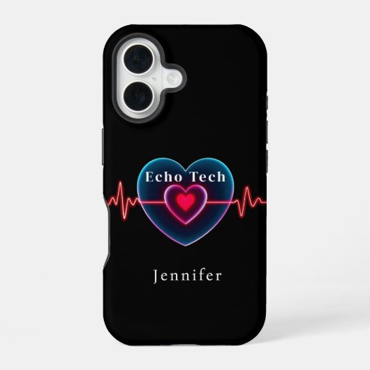 Coque iPhone 16 Echo Tech Heartbeat | Cœur avec ECG (Verso)