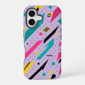 Coque iPhone 16 Éclair géométrique rétro Memphis (Verso)