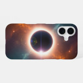 Coque iPhone 16 Éclipse cosmique vintage (Verso Horizontal)
