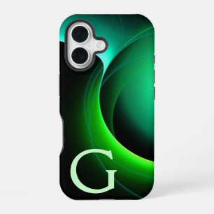 Coque iPhone 16 ECLIPSE MONOGRAM Vert noir vibrant