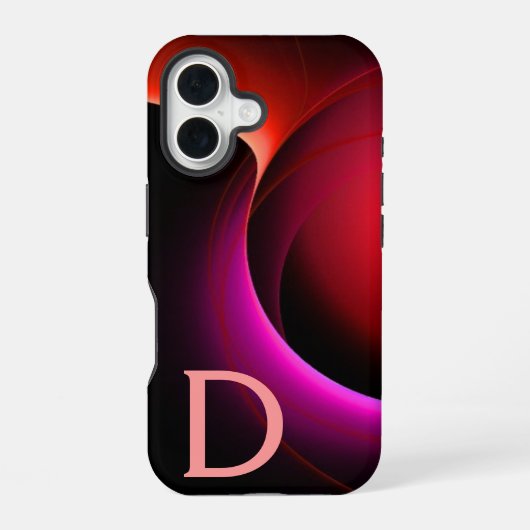 Coque iPhone 16 ECLIPSE MONOGRAM Vibrant noir violet rose (Verso)