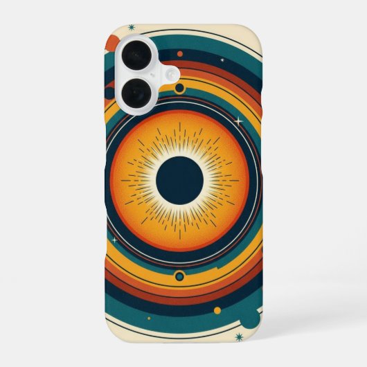 Coque iPhone 16 Éclipse solaire rétro (Verso)