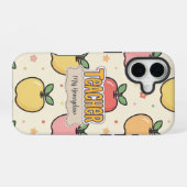 Coque iPhone 16 École de professeur jaune motif pomme  (Verso Horizontal)