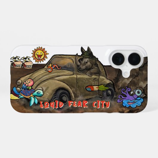 Coque iPhone 16 Édition RHINO de Squid Fear City (Verso Horizontal)