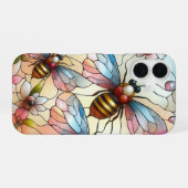 Coque iPhone 16 Effet de vitrail aux abeilles (Verso Horizontal)