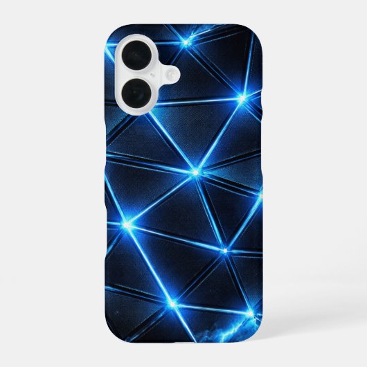 Coque iPhone 16 Electric Blue Geometric Energy Grid Phone Case (Verso)