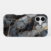 Coque iPhone 16 Élégance de pierre fracturée (Verso Horizontal)