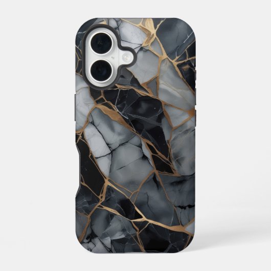 Coque iPhone 16 Élégance de pierre fracturée (Verso)