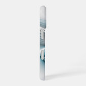 Coque iPhone 16 Élégance florale Art moderne Abstrait bleu fractal (Côté droit)