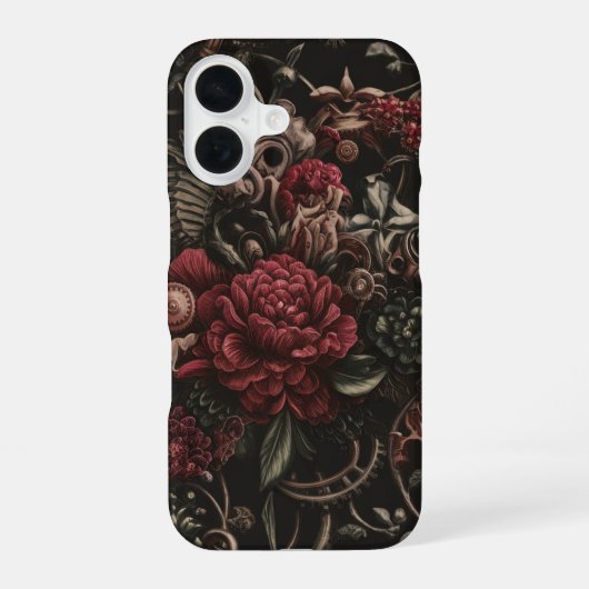 Coque iPhone 16 Élégance Florale Steampunk (Verso)