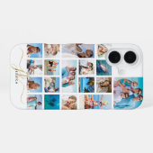 Coque iPhone 16 Élégant 18 Photo Collage Script Monogramme Nom (Verso Horizontal)