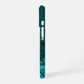 Coque iPhone 16 Elégant Aqua Turquoise bold Script Monogramme (Côté gauche)
