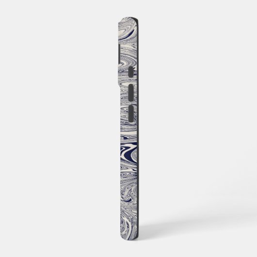 Coque iPhone 16 Elégant bleu et Marbre blanc spiral (Côté gauche)